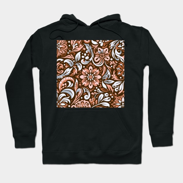 Retro Flower Pattern Hoodie by Siha Arts